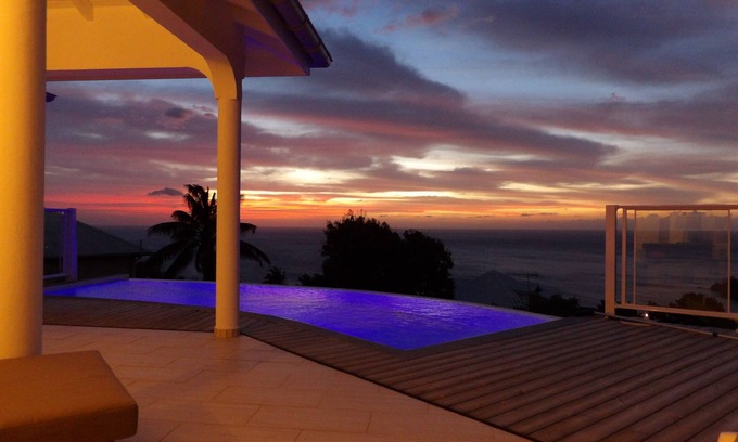 Deshaies Villa | Villa with terrace and private pool, exceptional panoramic sea view
