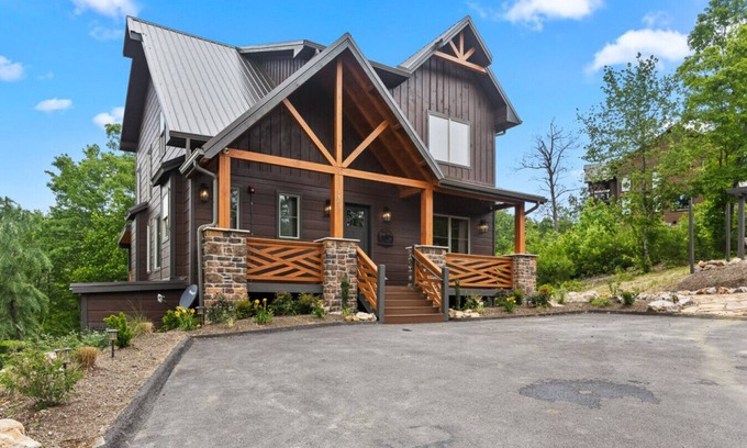 Sevierville Cabin | Wandering Moose- Indoor pool, Playground, Firepit, Game room, Playhouse