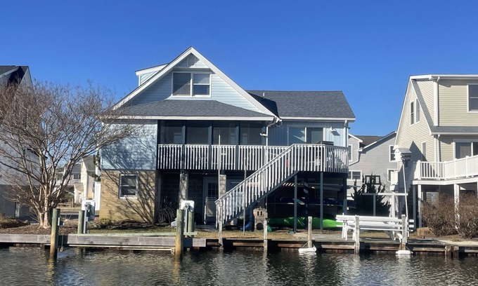 Fenwick Island House | Waterfront Fenwick Beach House with Dock, 3 Decks, Linens, Bikes, Kayaks, SUPs
