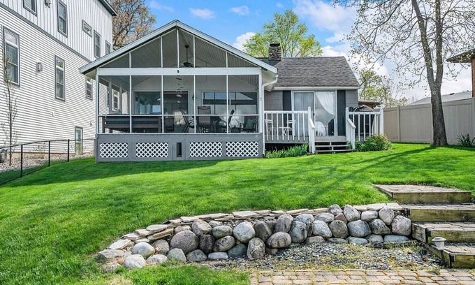 Edwardsburg House | Your Eagle Lake Escape: Dock, Deck, and Notre Dame Access.