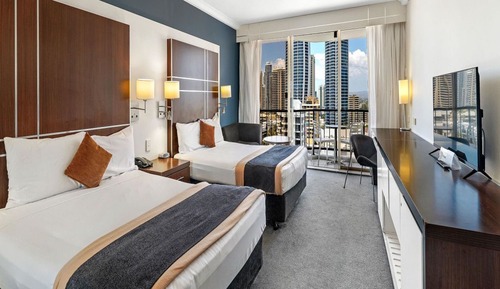 Studio, 2 Double Beds, Balcony, City View (1)