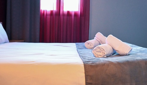 Room with a large bed