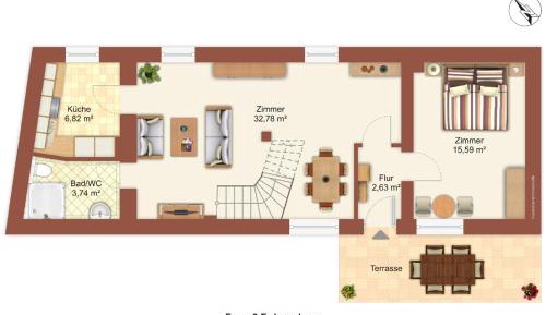 Maisonette Three-Bedroom Apartment with Terrace