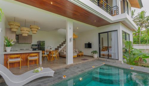 Three-Bedroom Modern Villa with Private Pool and Rice Field View