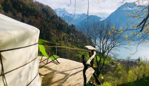Tent with Panorama Mountain View (Private Indoor Bathroom & WC 164 ft)