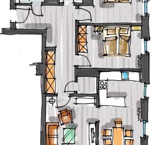 3 Raum Ferienwohnung mit Meerblick