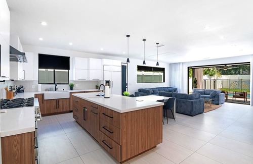 Tarzana House | Luxury Family Oasis with Heated Saltwater Pool, Spa, and Tulum-Inspired Serenity