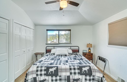 Pine Cabin | Riverfront Pine Cabin w/ Hot Tub & Mountain Views!