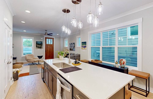 Apex House | Art-filled home near downtown with open layout & fireplace - dog-friendly