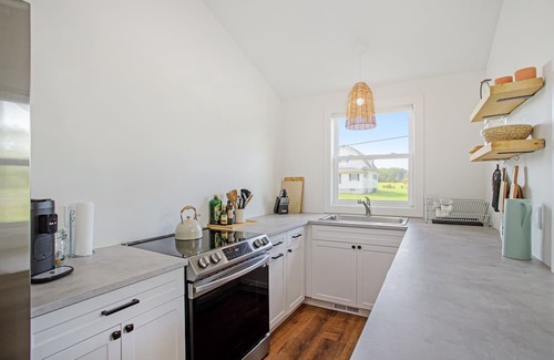 Bridgman House | Dog-friendly home near Lake Michigan with pool, hot tub, & modern interior