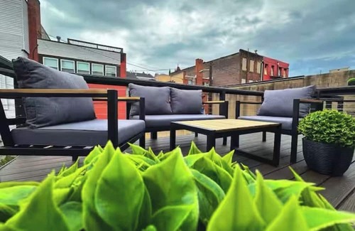 East Allegheny Apartment | KING BED Private Patio & Parking Central Stay
