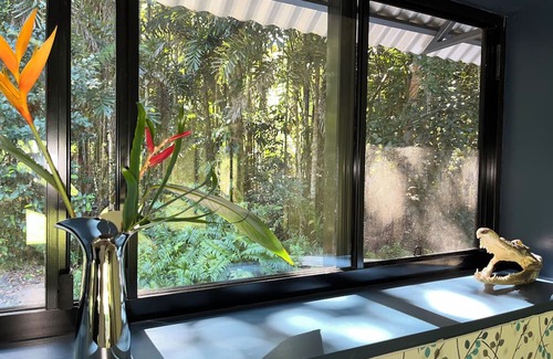 Thornton Beach House | beach over road, rainforest, cassowary, goanna , beach cafe, king bed , air con
