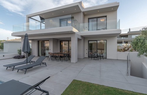 Tsilivi Villa | Lavish Zakynthos Villa | Villa Pelagos Serenity | 5 Bedrooms | Panoramic Sea Views | Private Pool | Spacious Furnished Terrace with Shaded Outdoor Dining Area | Prime Location | Akrotiri