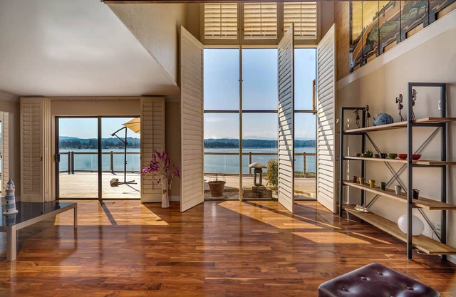 Serene Waterfront Retreat w/ Private Beach & Sauna