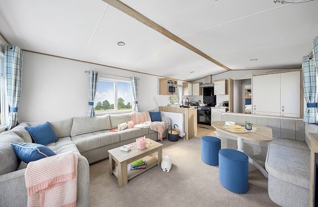 Stylish and spacious 12ft-wide caravan with one double and two twin.