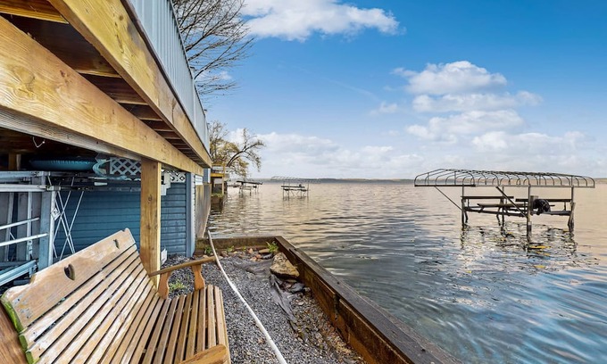 Town of Ledyard House | Lakefront home with private dock, lake views, deck, grill, streaming, & 1 kayak