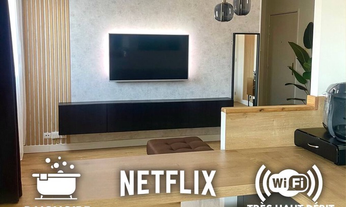 Trappes Apartment | Appartement Design Avec Netfix, Prime, Chaînes Sportives.