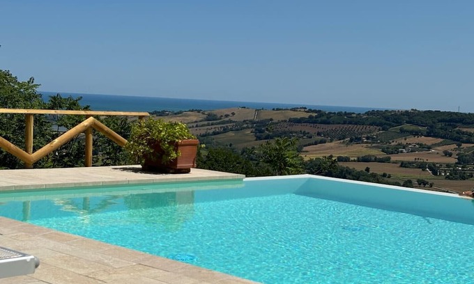 Potenza Picena Apartment | Charming Villa with Panoramic Pool in Le Marche